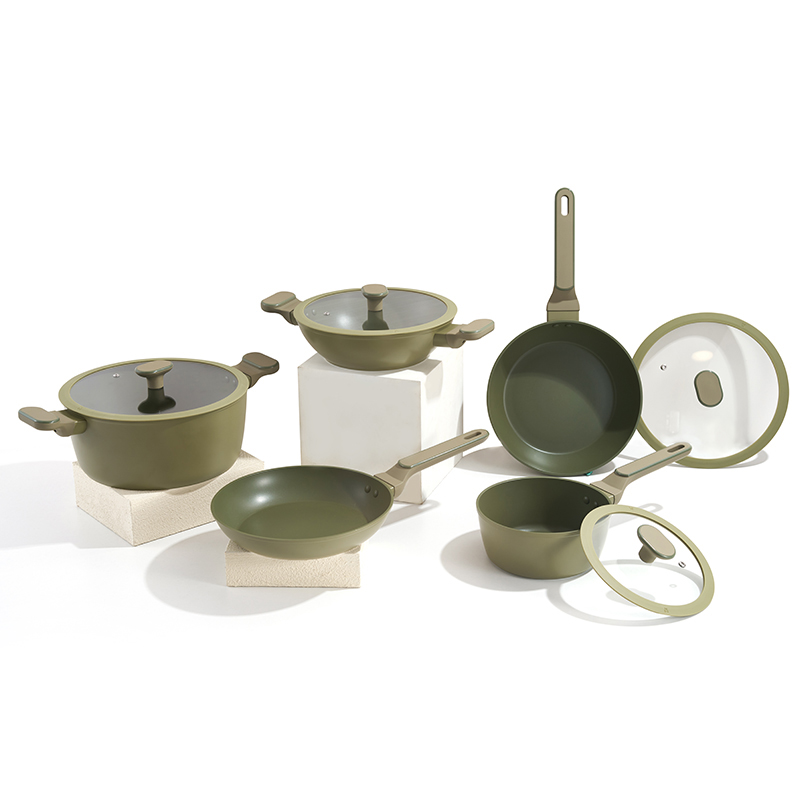 Juego de utensilios de cocina de aluminio BrilloOlivo de 9 piezas