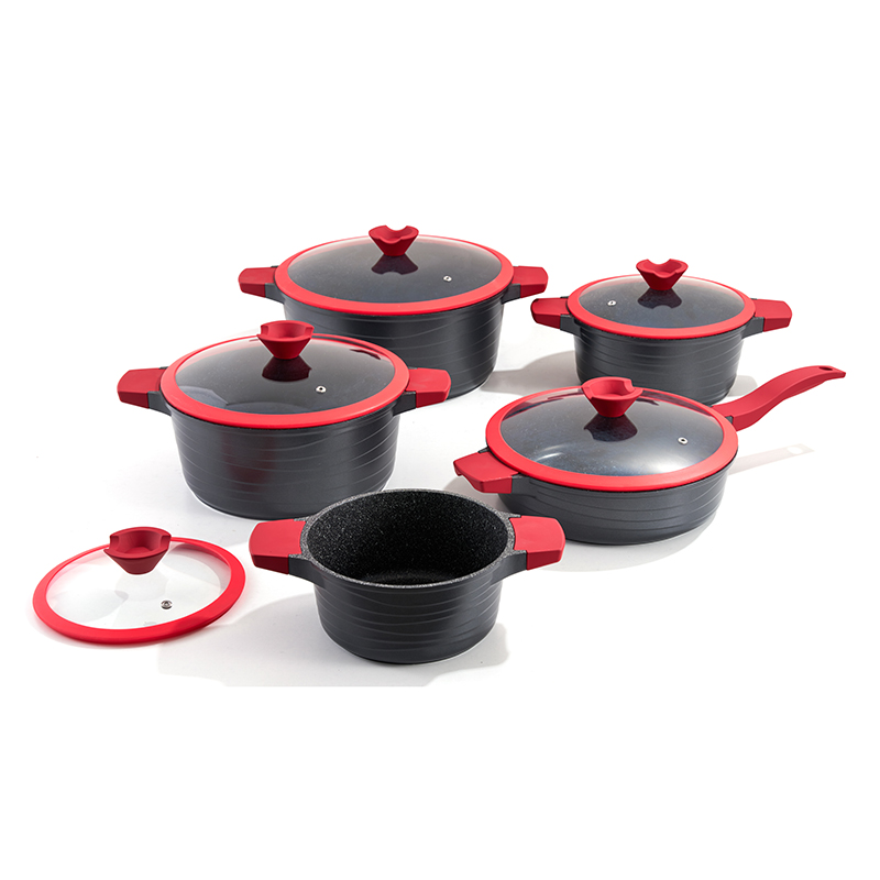 Juego de utensilios de cocina de aluminio y granito BordeCorazón de 10 piezas