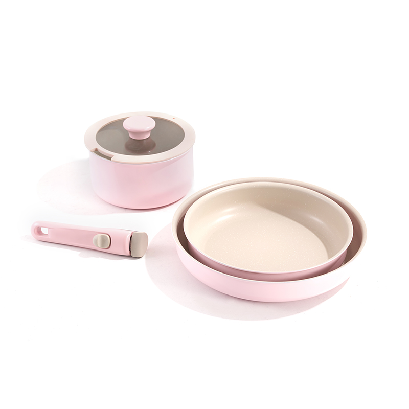 Juego de utensilios de cocina de aluminio con asas desmontables