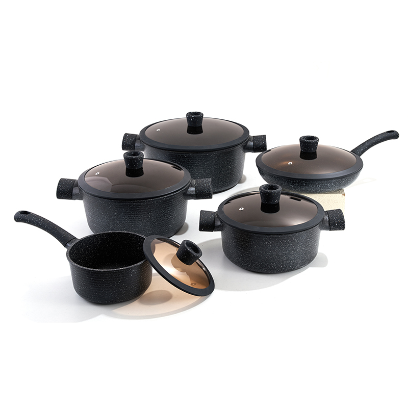 Juego de utensilios de cocina de aluminio GranitoMoteado de 10 piezas