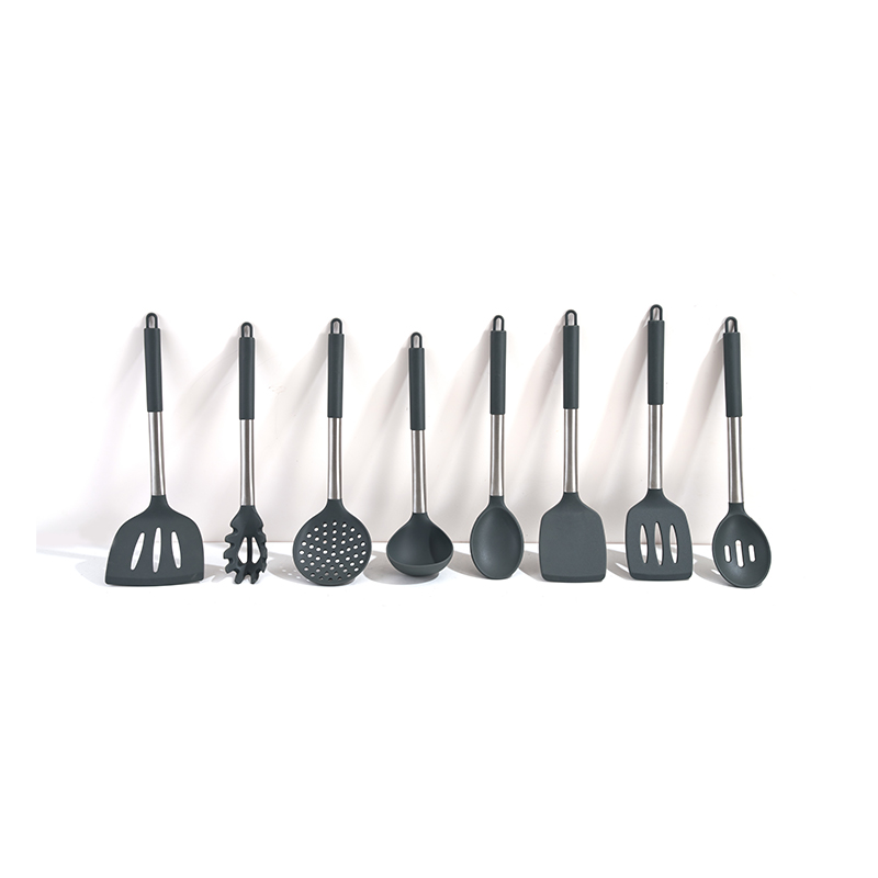 Juego de utensilios de cocina de silicona y acero inoxidable de 8 piezas 
