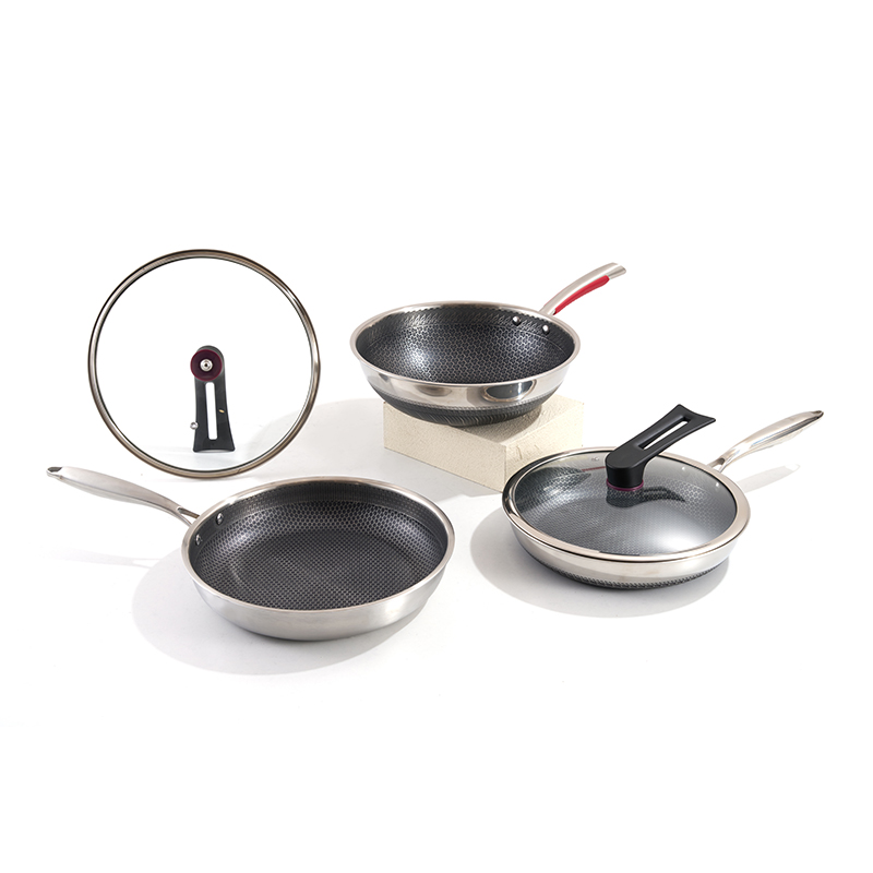 Wok de acero inoxidable en forma de panal