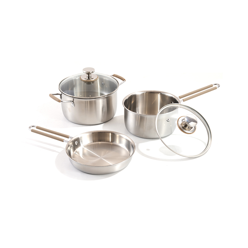 Juego de utensilios de cocina de acero inoxidable de 5 piezas con tapa de vidrio