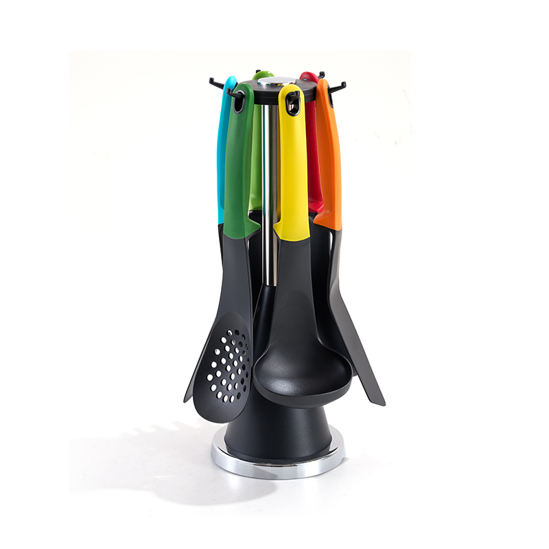 Juego de utensilios de cocina giratorios de silicona coloridos